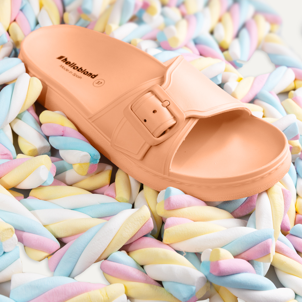 sandalias con hebillas mujer naranja hellobland