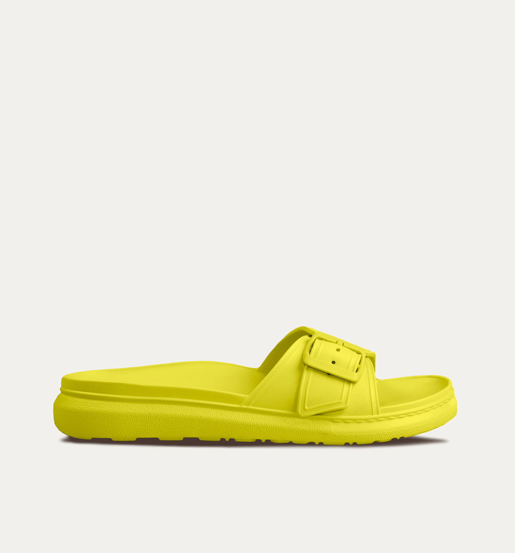 sandalias con hebillas mujer amarillo frontal